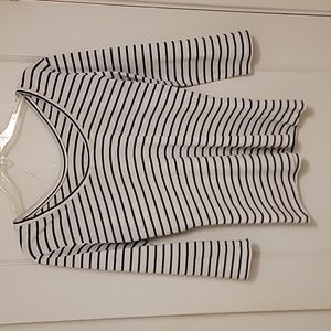 Boden 3/4 sleeved navy and cream stiped knit shirt